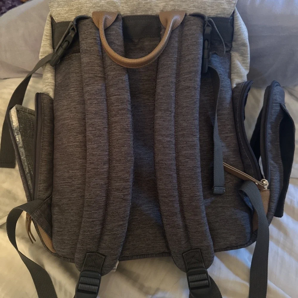 Eddie Bauer First Adventure Cascade  Diaper Bag Backpack Gray Insulated Pockets
